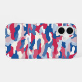Rood Wit & Blauw Camouflage iPhone 16 Hoesje (Achterkant horizontaal)