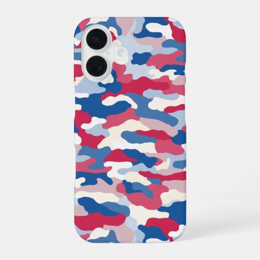 Rood Wit & Blauw Camouflage iPhone 16 Hoesje (Achterkant)
