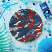 rood wit blauw camouflage papieren bordje (Feest)