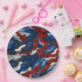 rood wit blauw camouflage papieren bordje (Feest)