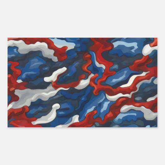 rood wit blauw camouflage rechthoekige sticker (Voorkant)