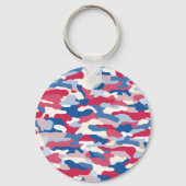 Rood Wit & Blauw Camouflage Rugged Aluminium Sleutelhanger (Voorkant)