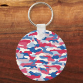 Rood Wit & Blauw Camouflage Rugged Aluminium Sleutelhanger (Voorkant)