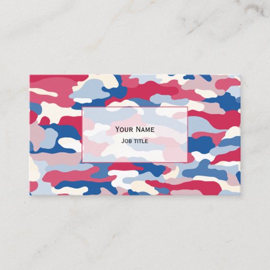 Rood Wit & Blauw Camouflage (transparant wit) Visitekaartje (Voorkant)