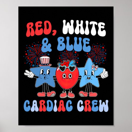 Rood Wit Blauw Cardiac Crew Cardiologie Cath Lab 4 Poster (Voorkant)