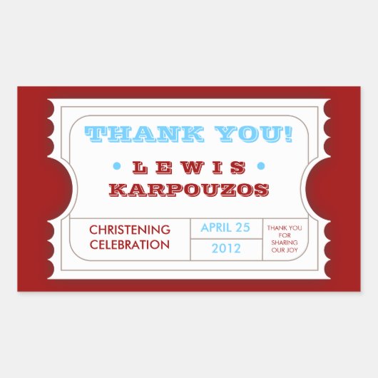 Rood Wit Blauw Carnaval Dank u Ticket Sticker (Voorkant)