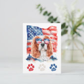 Rood Wit Blauw Cavalier Spaniel Hond 4 juli Feestdagenkaart (Staand voorkant)