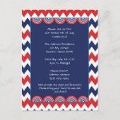Rood Wit Blauw Chevron 4th of July Party Uitnodige Uitnodiging Briefkaart (Voorkant)
