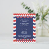 Rood Wit Blauw Chevron 4th of July Party Uitnodige Uitnodiging Briefkaart (Staand voorkant)