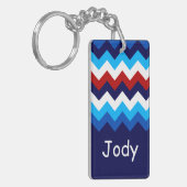 Rood Wit Blauw Chevron Custom Rechthoek Sleutelhan Sleutelhanger (Voorkant Links)