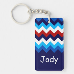 Rood Wit Blauw Chevron Custom Rechthoek Sleutelhan Sleutelhanger
