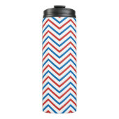 Rood Wit Blauw Chevron Patroon Thermosbeker (Voorkant)