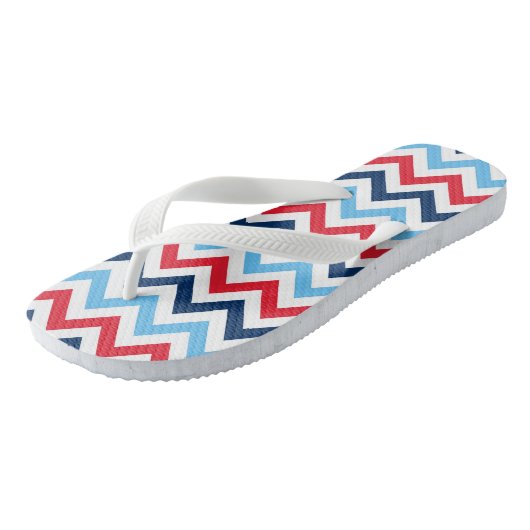 Rood Wit Blauw Chevron Teenslippers Jandals Thongs (Schuin)