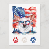 Rood Wit Blauw Chihuahua Hond Amerikaans 4 juli Feestdagenkaart (Voorkant)