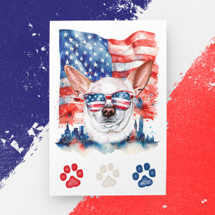 Rood Wit Blauw Chihuahua Hond Amerikaans 4 juli Feestdagenkaart