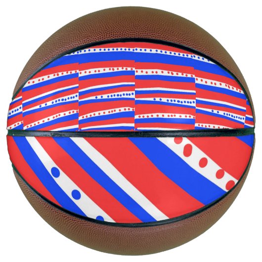 Rood Wit Blauw Cirkels Strepen Basketbal (Voorkant)