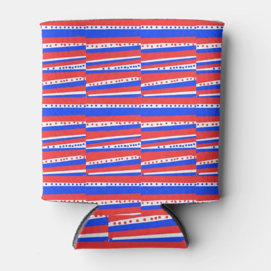 Rood Wit Blauw Cirkels Strepen Blikjeskoeler (Voorkant)