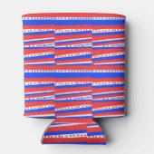 Rood Wit Blauw Cirkels Strepen Blikjeskoeler (Achterkant)