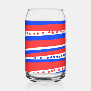 Rood Wit Blauw Cirkels Strepen Blikvorm Glas