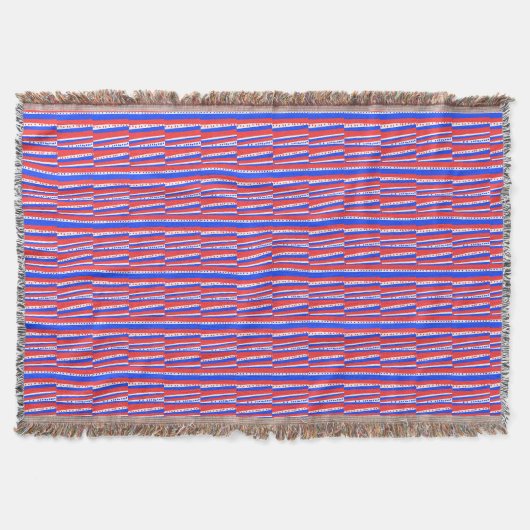 Rood Wit Blauw Cirkels Strepen Deken (Voorkant)