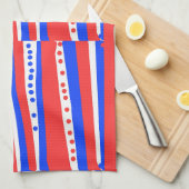 Rood Wit Blauw Cirkels Strepen Keukenhanddoeken (Quarter Fold)