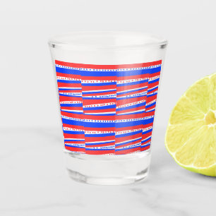 Rood Wit Blauw Cirkels Strepen Shot Glas