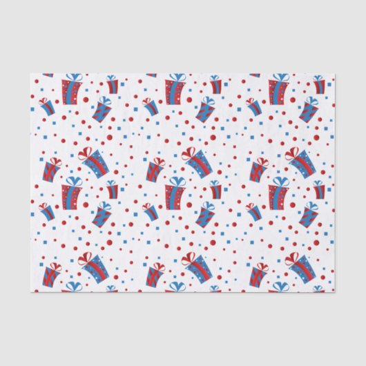 Rood, wit blauw Confetti Tissuepapier (Voorkant)