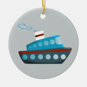 Rood wit blauw cruiseschip keramisch ornament