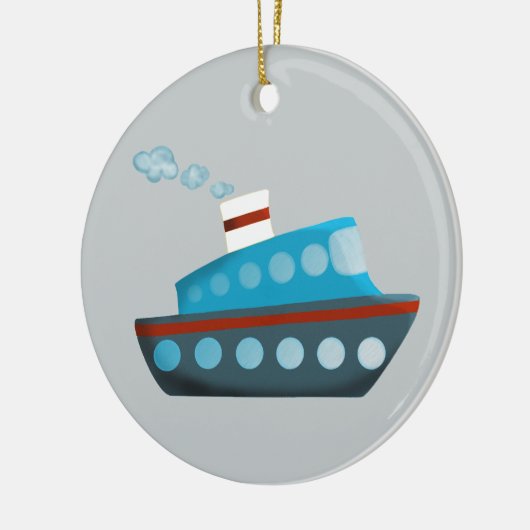 Rood wit blauw cruiseschip keramisch ornament (Links)