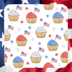 Rood Wit Blauw Cupcake Vlag Ster Patriottisch Bier Onderzetter