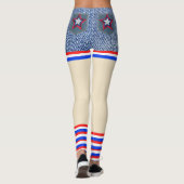 Rood, Wit, Blauw Denim Patriottisch ziet eruit als Leggings (Achterkant)