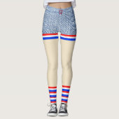 Rood, Wit, Blauw Denim Patriottisch ziet eruit als Leggings (Voorkant)