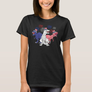 Rood Wit Blauw Dinosaurus Patriottische Rex 4 juli T-shirt