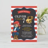 Rood Wit Blauw Donker Piraat Jongen Verjaardag Uit Kaart (Staand voorkant)