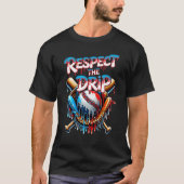Rood Wit Blauw Druppelend IJs Druppel Honkbal Pl T-shirt (Voorkant)