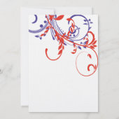 Rood, wit, blauw, dubbelFloral huwelijksuitnodigin Kaart (Achterkant)