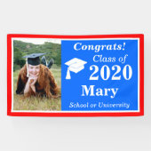 Rood Wit Blauw Één Fotoklasse van 2024 Afstuderen Spandoek (Horizontaal)