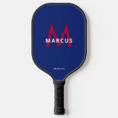 Rood wit blauw eenvoudig modern monogram pickleball paddle (Voorkant)
