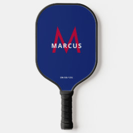 Rood wit blauw eenvoudig modern monogram pickleball paddle