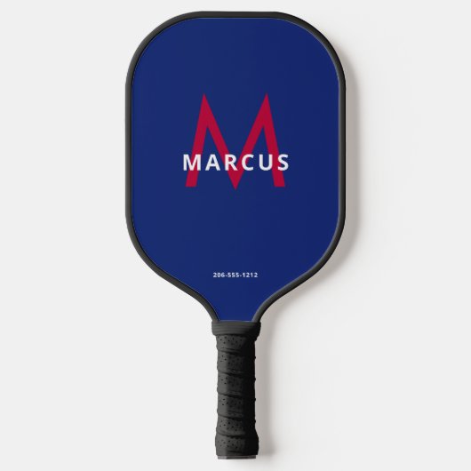 Rood wit blauw eenvoudig modern monogram pickleball paddle (Voorkant)