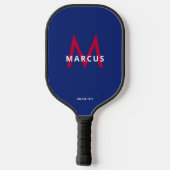 Rood wit blauw eenvoudig modern monogram pickleball paddle (Achterkant)