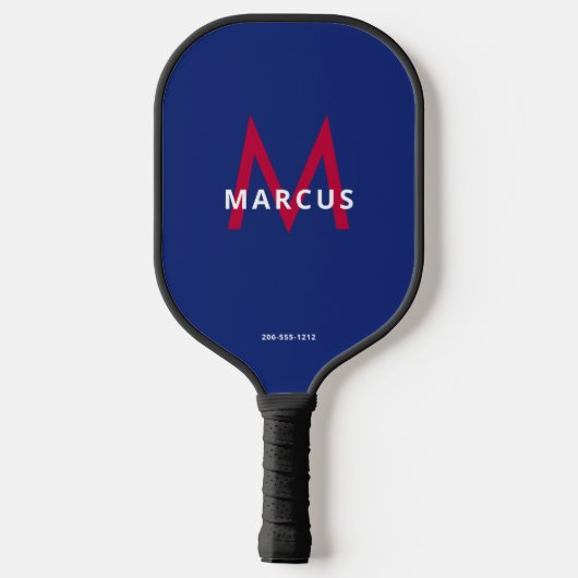 Rood wit blauw eenvoudig modern monogram pickleball paddle (Achterkant)