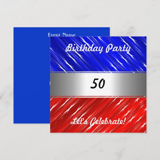 Rood wit Blauw Elke Partij of Gebeurtenis Kaart (Voorkant / Achterkant)