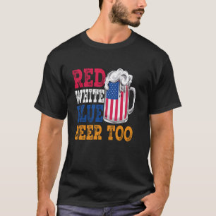 Rood Wit Blauw En Bier Amerikaanse Vlag Grappig Bi T-shirt