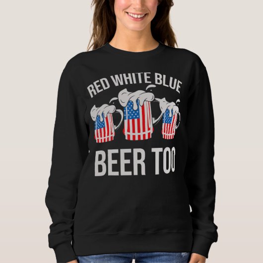 rood wit blauw en bier ook 4 juli trui (Voorkant)