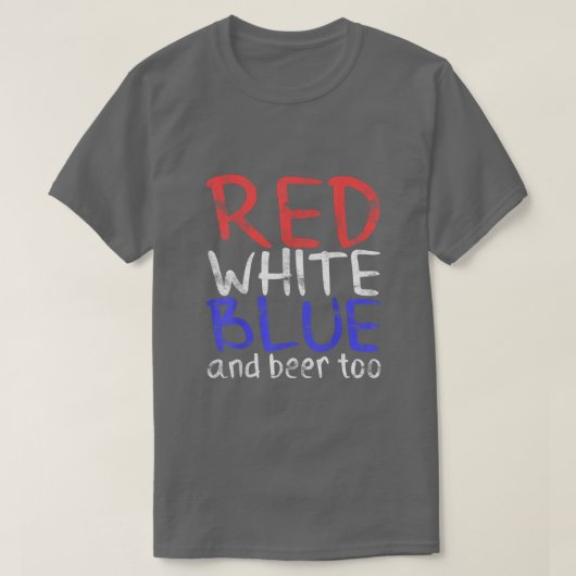 Rood wit blauw en bier te Drink vierde ju T-shirt (Design voorkant)