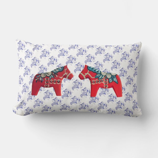 Rood, wit blauw en Dala too Pillow Kussen (Voorkant)