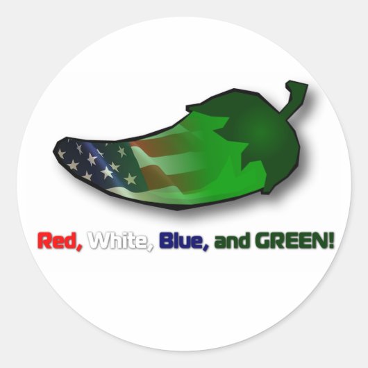 Rood, wit, blauw en groen ronde sticker (Voorkant)