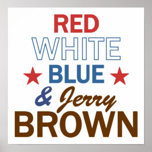Rood, wit, blauw en Jerry Brown Poster