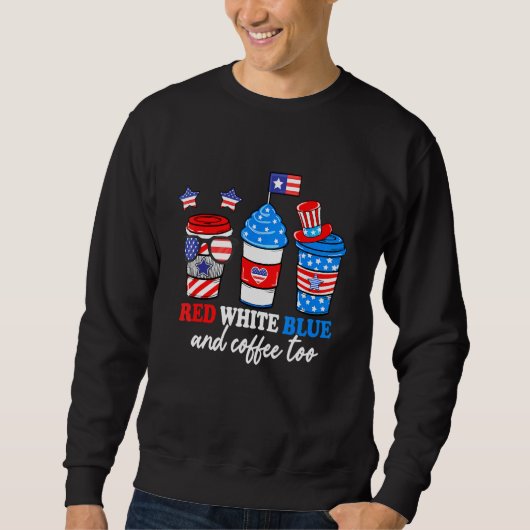 Rood wit blauw en koffie te 4e juli patrioti trui (Voorkant)